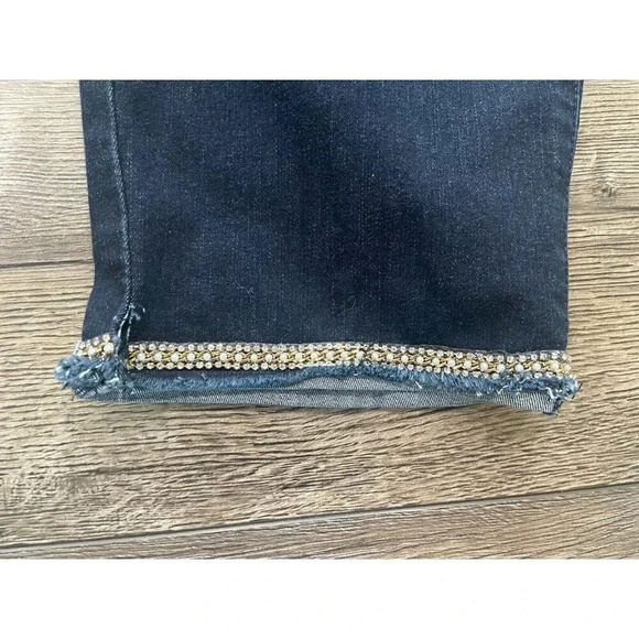 NWT Democracy Jeans Ab Solution High Rise Skinny Dark Wash Rhinestone 22W New - Picture 2 of 6